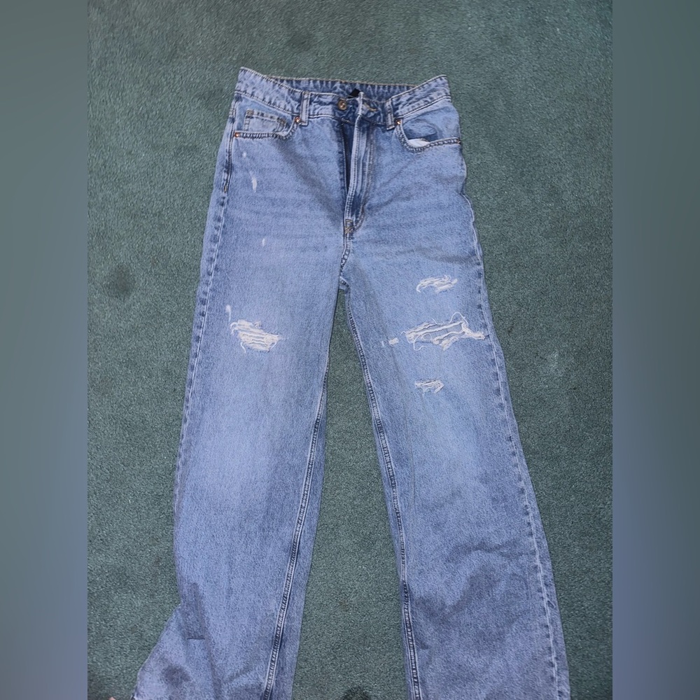 Straight Leg Ripped Jeans